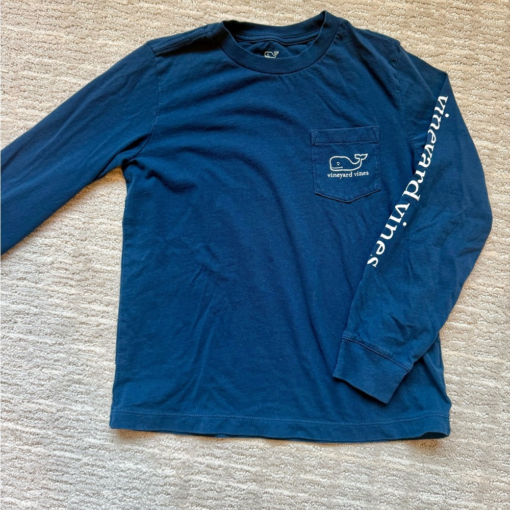 Vineyard Vines Boy’s Navy Long-Sleeve Pocket Tee